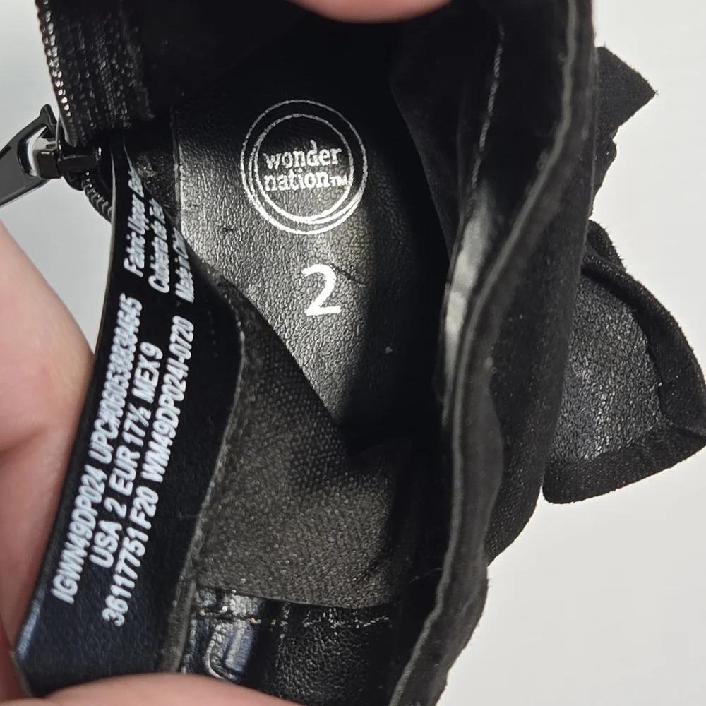 Wonder Nation Toddler Girls‎ Black Faux Suede Bow Ankle Boots Size 2 IGWN49DP024